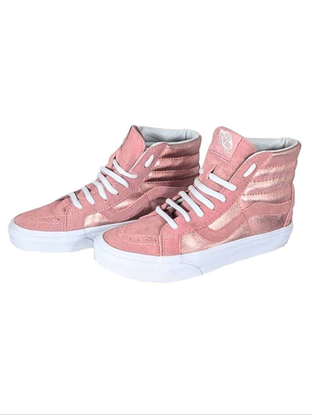 Vans Women's 6 Old Skool Sk8-Hi Pink Rose Gold Suede Leather Sneakers